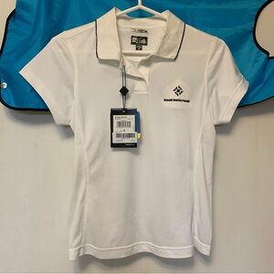 New with tags. Women’s Adidas Climacool White Polo Shirt Logo  Size S